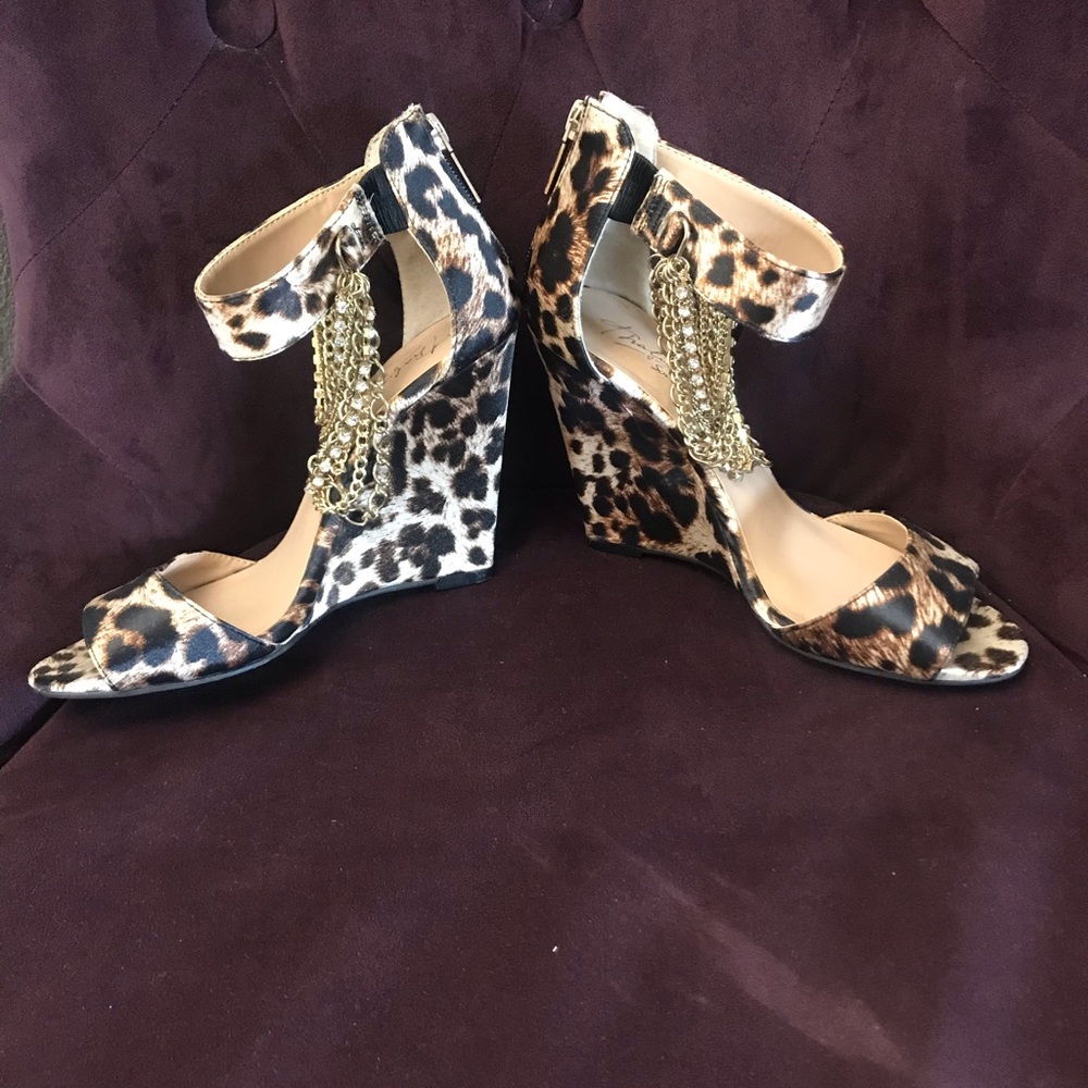 Animal print wedge sandals